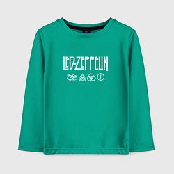 Лонгслив хлопковый детский Led Zeppelin символы, цвет: зеленый