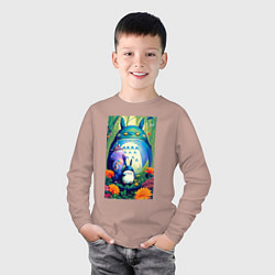 Лонгслив хлопковый детский My neighbor Totoro - neural network - art, цвет: пыльно-розовый — фото 2