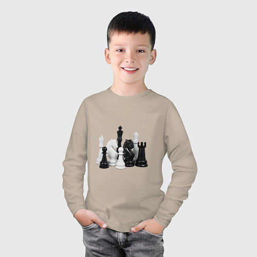 Детский лонгслив Фигуры шахматиста / Миндальный – фото 3
