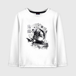 Лонгслив хлопковый детский Панда воин, цвет: белый
