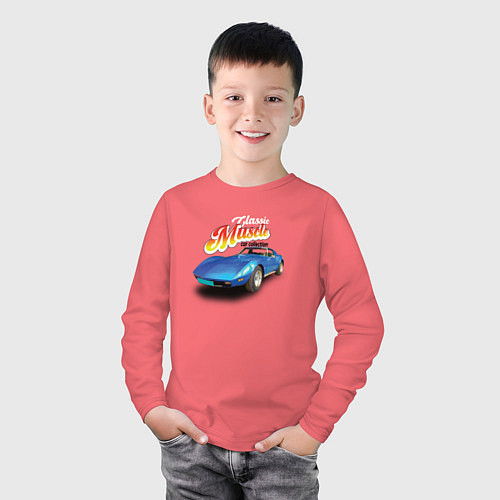 Детский лонгслив Маслкар Chevrolet Corvette Stingray / Коралловый – фото 3