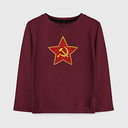 Лонгслив хлопковый детский СССР звезда, цвет: меланж-бордовый
