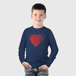 Лонгслив хлопковый детский Сердце из осколков, цвет: тёмно-синий — фото 2