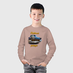 Лонгслив хлопковый детский Ретро автомобиль Buick Roadmaster, цвет: пыльно-розовый — фото 2