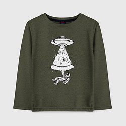 Лонгслив хлопковый детский Pizza space, цвет: меланж-хаки