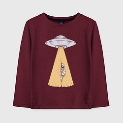 Лонгслив хлопковый детский Космонавт и НЛО, цвет: меланж-бордовый