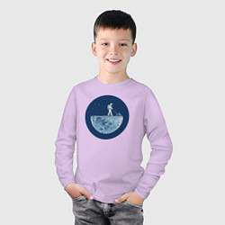 Лонгслив хлопковый детский Космонавт с газонокосилкой, цвет: лаванда — фото 2