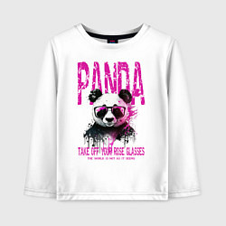 Лонгслив хлопковый детский Панда и розовые очки, цвет: белый