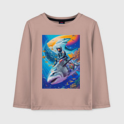 Лонгслив хлопковый детский Cyber shark - ocean and space - art, цвет: пыльно-розовый