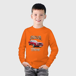 Лонгслив хлопковый детский Маслкар Ford Mustang, цвет: оранжевый — фото 2