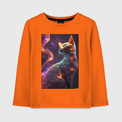 Лонгслив хлопковый детский Космическая кошка, цвет: оранжевый