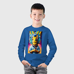 Лонгслив хлопковый детский Космонавт Барт Симпсон - фантазия, цвет: синий — фото 2