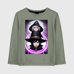 Лонгслив хлопковый детский Аниме две ведьмы, цвет: авокадо