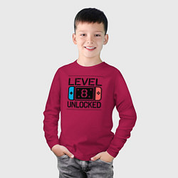 Лонгслив хлопковый детский Level 8 unlocked, цвет: маджента — фото 2
