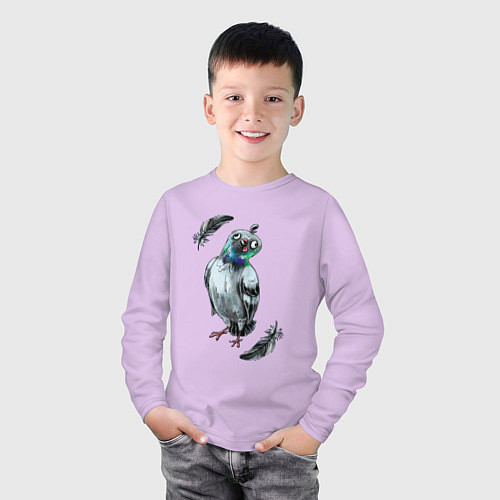 Детский лонгслив Чокнутый голубь / Лаванда – фото 3
