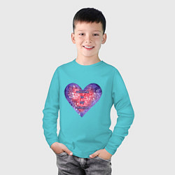 Лонгслив хлопковый детский Космическое сердце, цвет: бирюзовый — фото 2