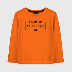 Лонгслив хлопковый детский Lineage 2 gaming champion: рамка с лого и джойстик, цвет: оранжевый