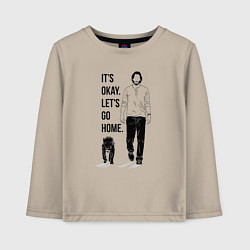 Лонгслив хлопковый детский Its okay lets go home, цвет: миндальный