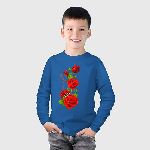 Детский лонгслив Прекрасная Элла - букет из роз / Синий – фото 3