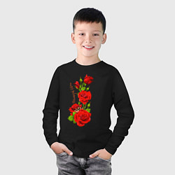 Лонгслив хлопковый детский Прекрасная Элина - букет из роз, цвет: черный — фото 2
