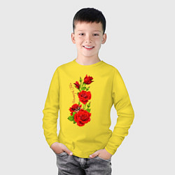 Лонгслив хлопковый детский Прекрасная Юлия - букет из роз, цвет: желтый — фото 2