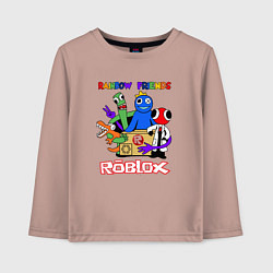 Лонгслив хлопковый детский Радужные друзья - монстры Роблокс, цвет: пыльно-розовый