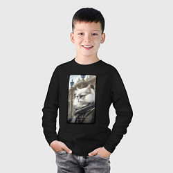 Лонгслив хлопковый детский Санкт-Петербург котик, цвет: черный — фото 2
