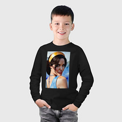 Лонгслив хлопковый детский Анджелина Джоли - актриса, цвет: черный — фото 2