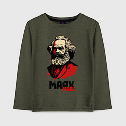 Лонгслив хлопковый детский Karl Marx - 3 цвета, цвет: меланж-хаки