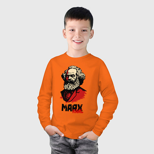 Детский лонгслив Karl Marx - 3 цвета / Оранжевый – фото 3