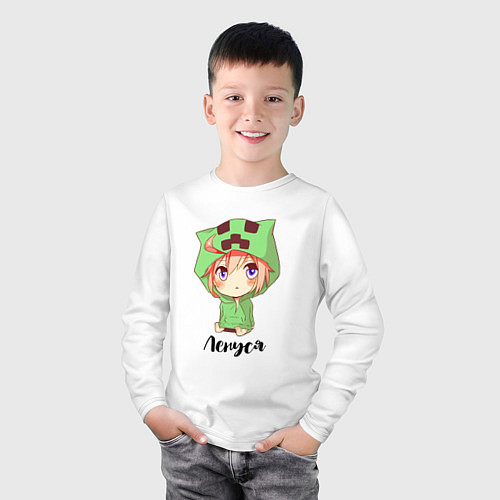 Детский лонгслив Ленуся - Майнкрафт / Белый – фото 3
