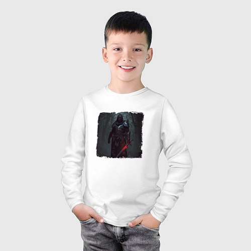 Детский лонгслив Мрачный рыцарь нейросеть / Белый – фото 3