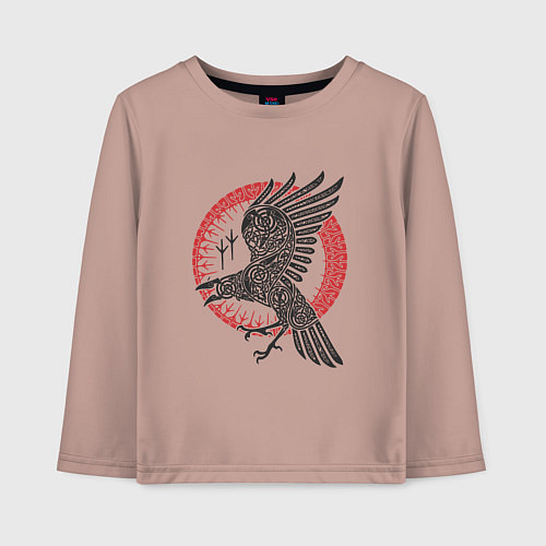 Детский лонгслив Ворон мифология славян / Пыльно-розовый – фото 1