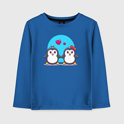 Лонгслив хлопковый детский Penguins love, цвет: синий