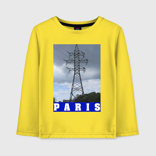 Детский лонгслив Париж Эйфелева башня / Желтый – фото 1