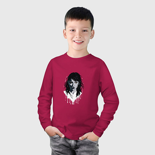 Детский лонгслив Splashart девушка абстракция / Маджента – фото 3