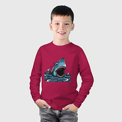 Лонгслив хлопковый детский Голова акулы с раскрытой челюстью, цвет: маджента — фото 2