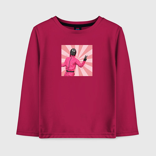 Детский лонгслив Игра в кальмара охранник Квадрат / Маджента – фото 1