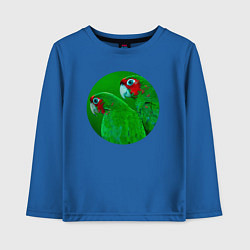 Лонгслив хлопковый детский Два зелёных попугая, цвет: синий