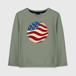 Лонгслив хлопковый детский Flag USA, цвет: авокадо