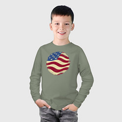 Лонгслив хлопковый детский Flag USA, цвет: авокадо — фото 2