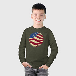 Лонгслив хлопковый детский Flag USA, цвет: меланж-хаки — фото 2