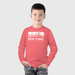 Лонгслив хлопковый детский Нью-Йорк Сити, цвет: коралловый — фото 2