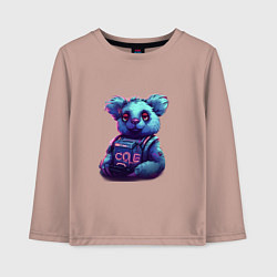 Лонгслив хлопковый детский Техно-коала в неоновом свете, цвет: пыльно-розовый