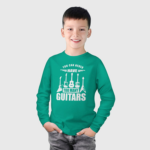 Детский лонгслив Гитар не бывает слишком много / Зеленый – фото 3