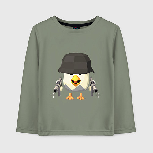 Детский лонгслив Chicken Gun в каске / Авокадо – фото 1