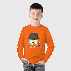 Лонгслив хлопковый детский Chicken Gun в каске, цвет: оранжевый — фото 2