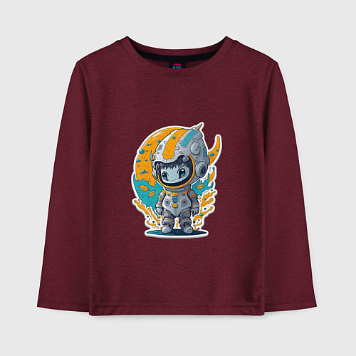 Детский лонгслив Маленький инопланетянин / Меланж-бордовый – фото 1