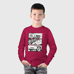 Лонгслив хлопковый детский Mercedes-Benz 300SL Roadster V2, цвет: маджента — фото 2
