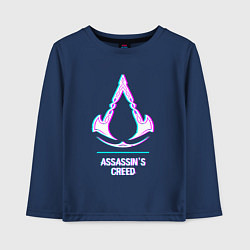 Лонгслив хлопковый детский Assassins Creed в стиле glitch и баги графики, цвет: тёмно-синий
